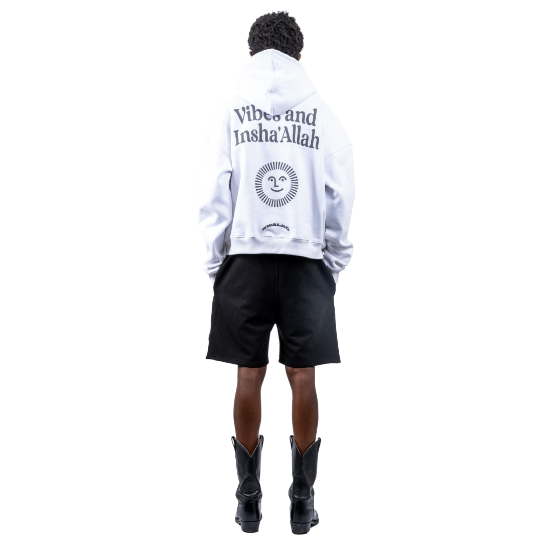 (Pre-Order - Shipping 2nd Week of Nov) Heavyweight White Hoodie “Vibes And Insha Allah”