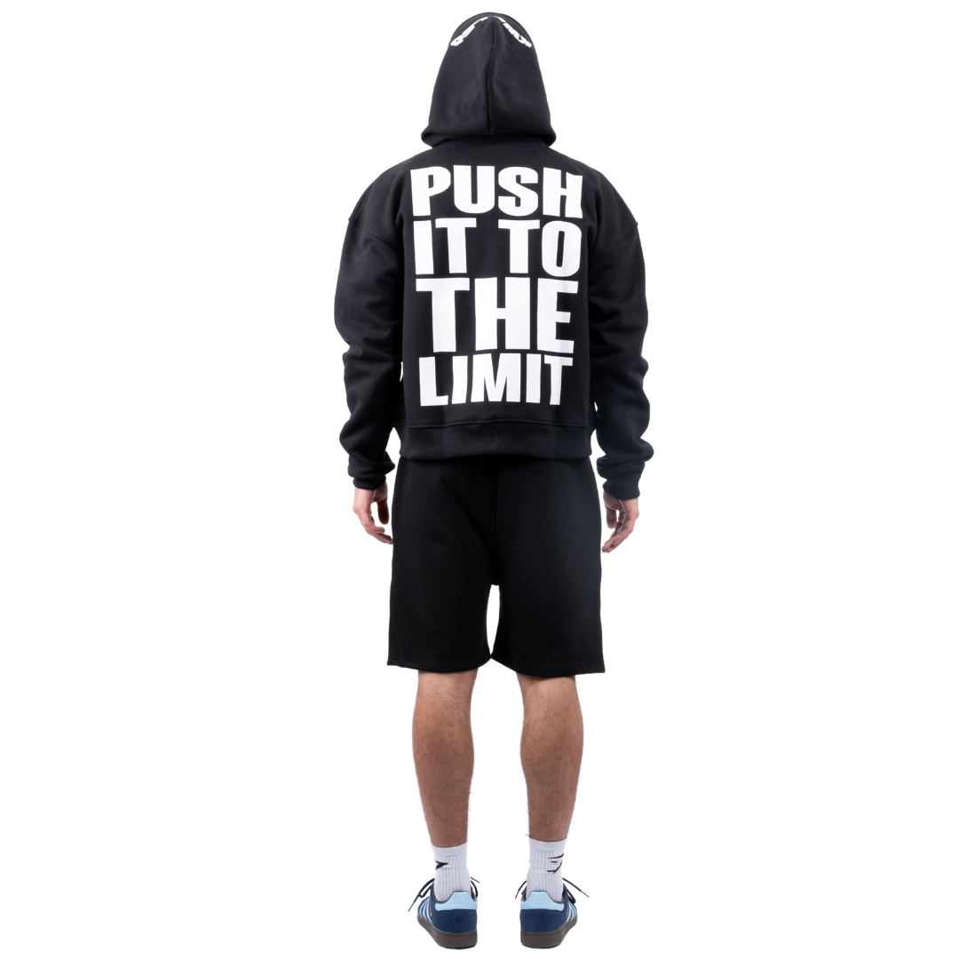 (Pre-Order - Shipping 2nd Week of Nov) Heavyweight Black Hoodie “Push It To The Limit”