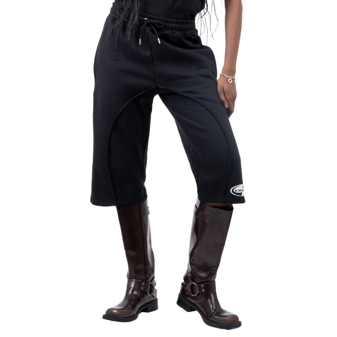 (Pre-Order - Shipping 2nd Week of September) Black Signature Embroidered Long Shorts