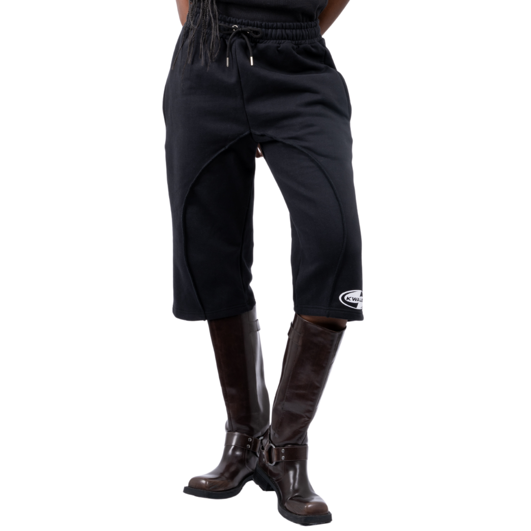 (Pre-Order - Shipping 2nd Week of September) Black Signature Embroidered Long Shorts