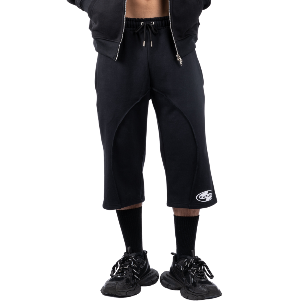 (Pre-Order - Shipping 2nd Week of September) Black Signature Embroidered Long Shorts