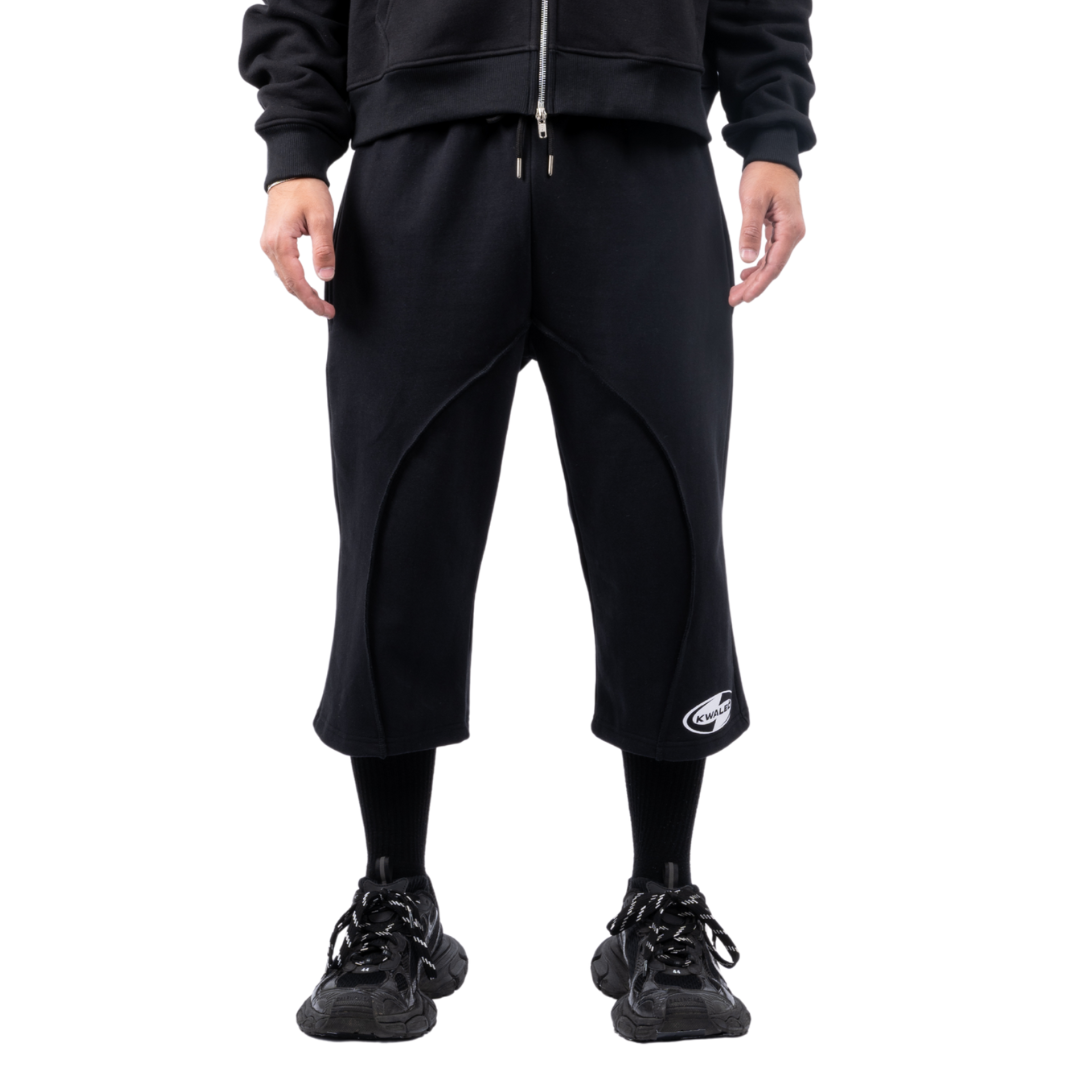 (Pre-Order - Shipping 2nd Week of September) Black Signature Embroidered Long Shorts
