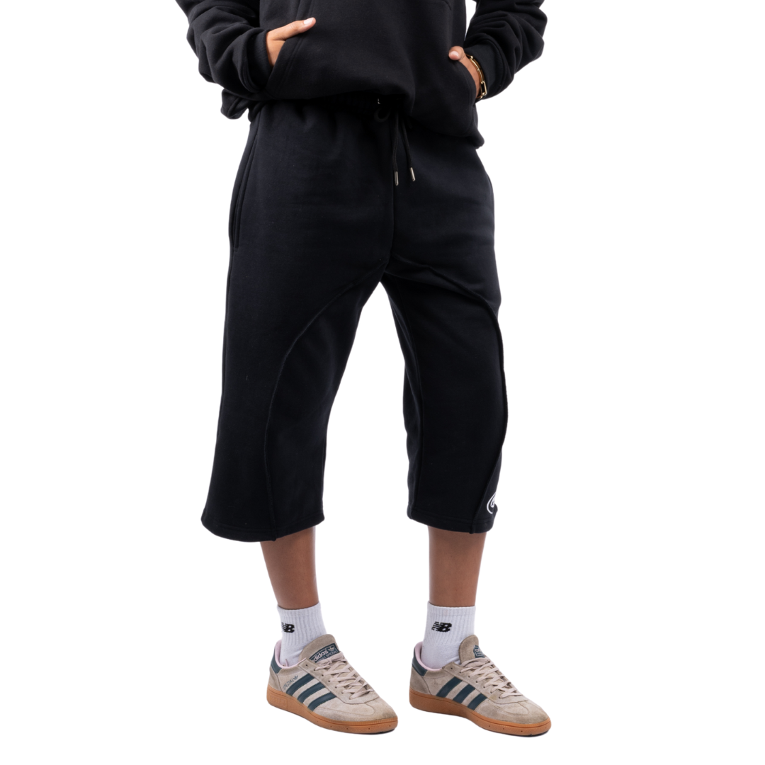 (Pre-Order - Shipping 2nd Week of September) Black Signature Embroidered Long Shorts