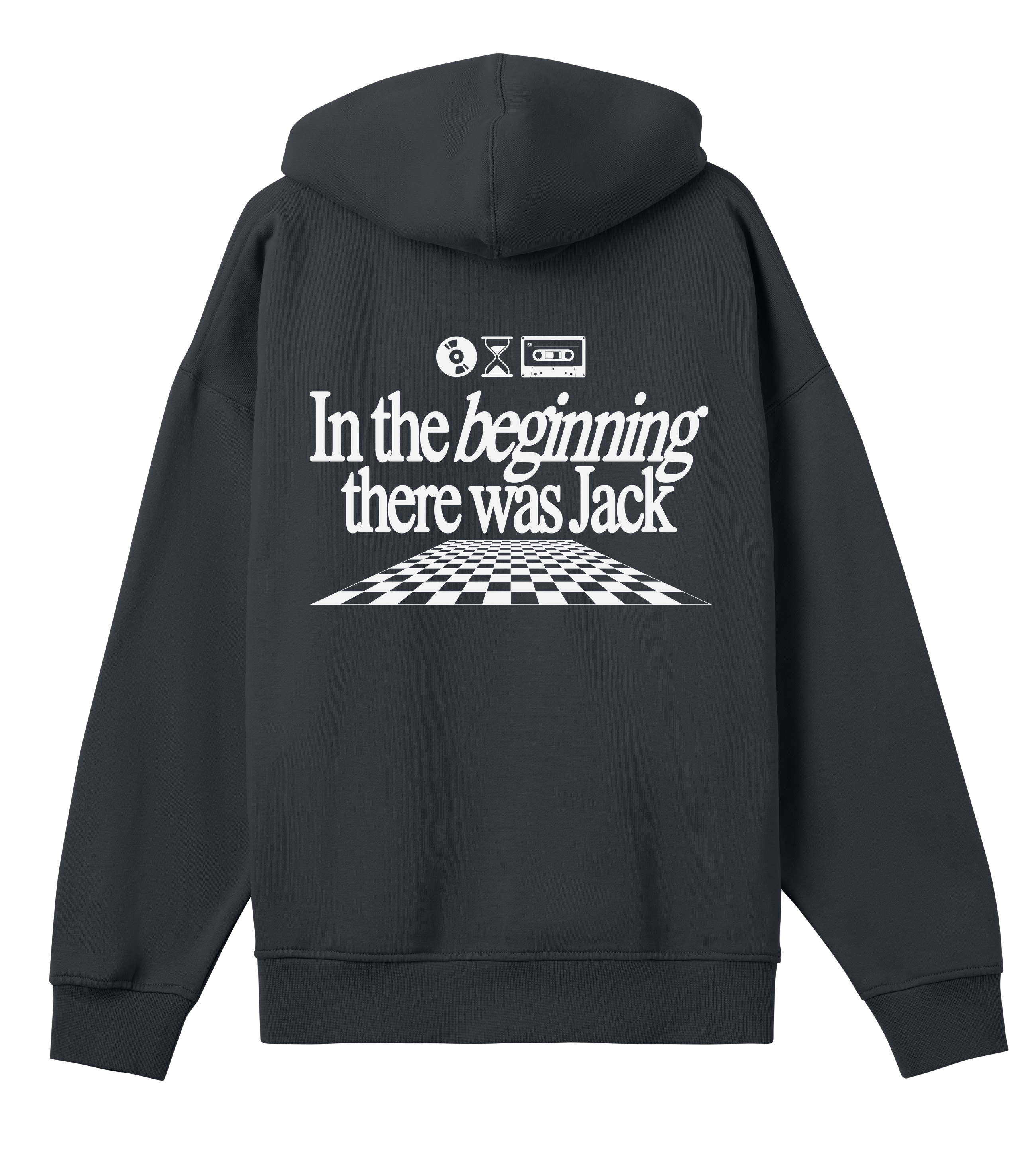 In the beginning there was Jack - Black & white boxy hoodie