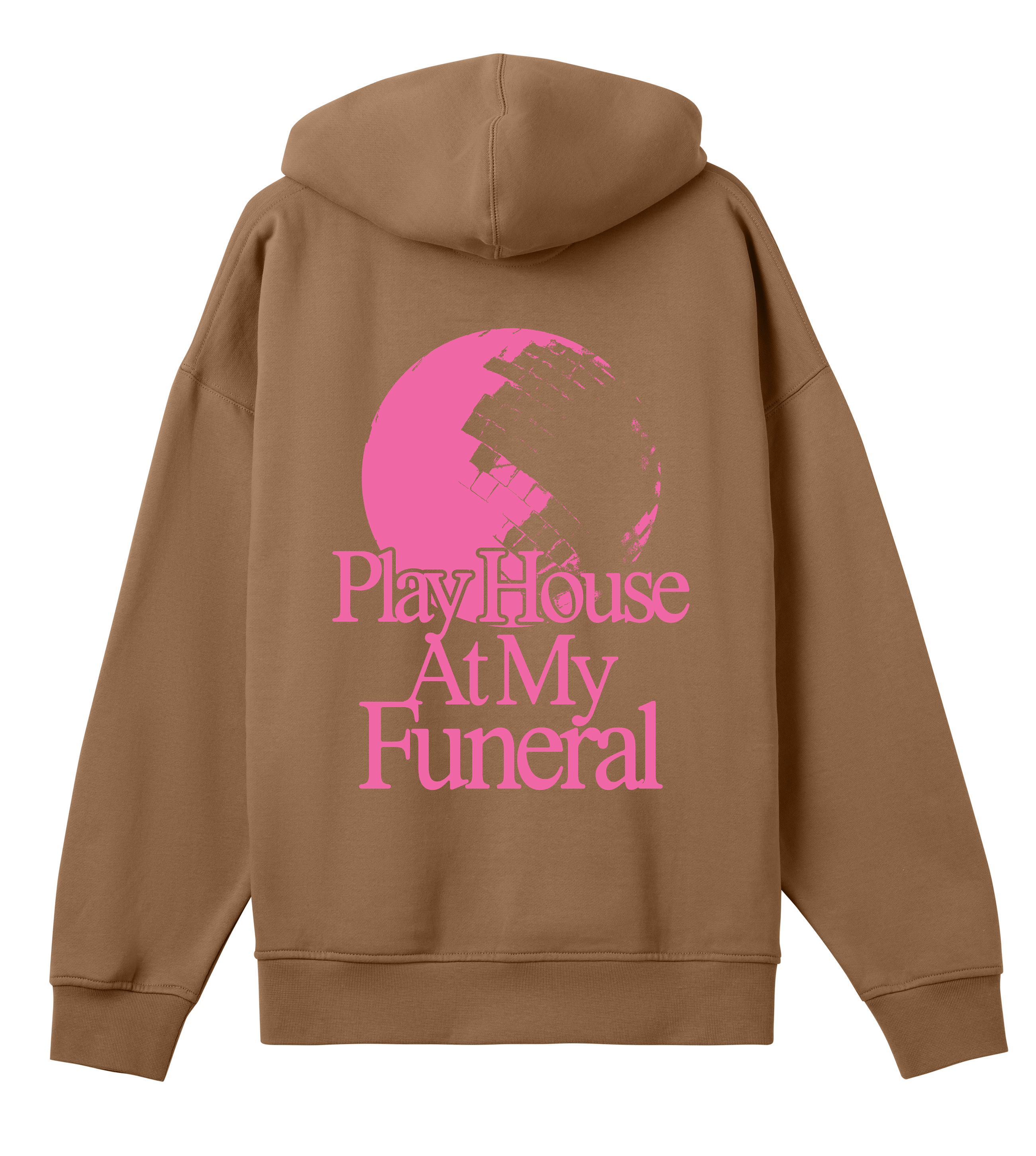 Play house at my funeral - Brown & pink boxy hoodie