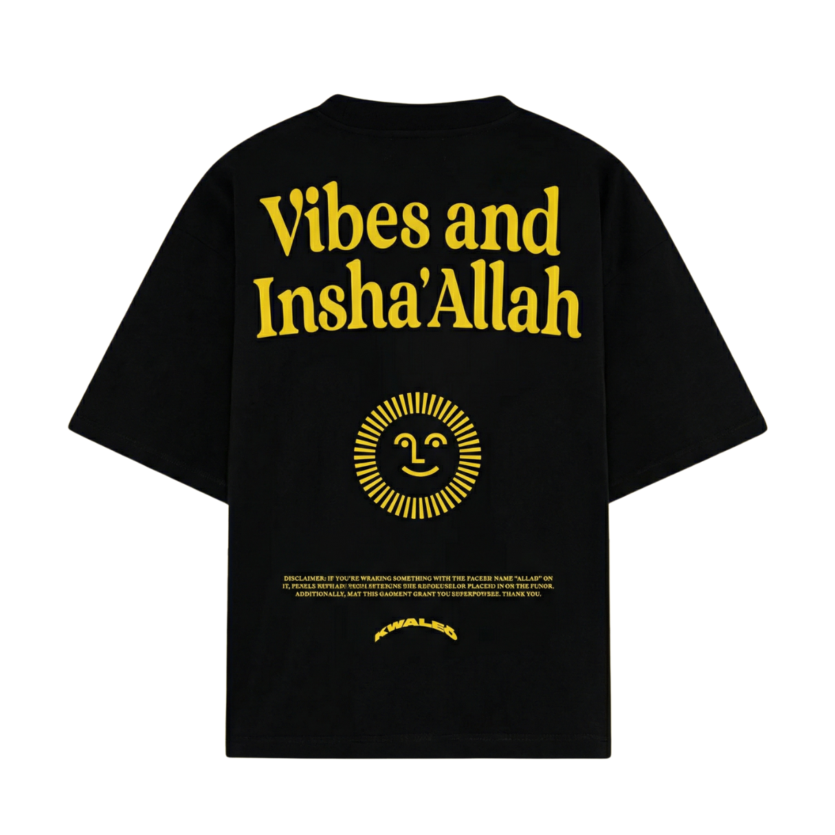 Heavyweight Black and yellow T-Shirt “Vibes And Insha Allah”