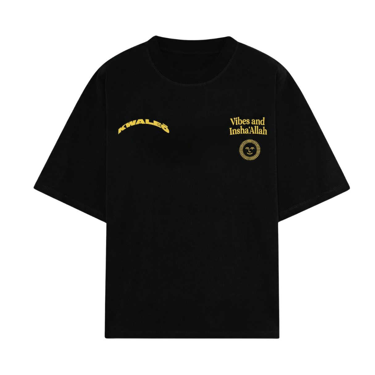 Heavyweight Black and yellow T-Shirt “Vibes And Insha Allah”