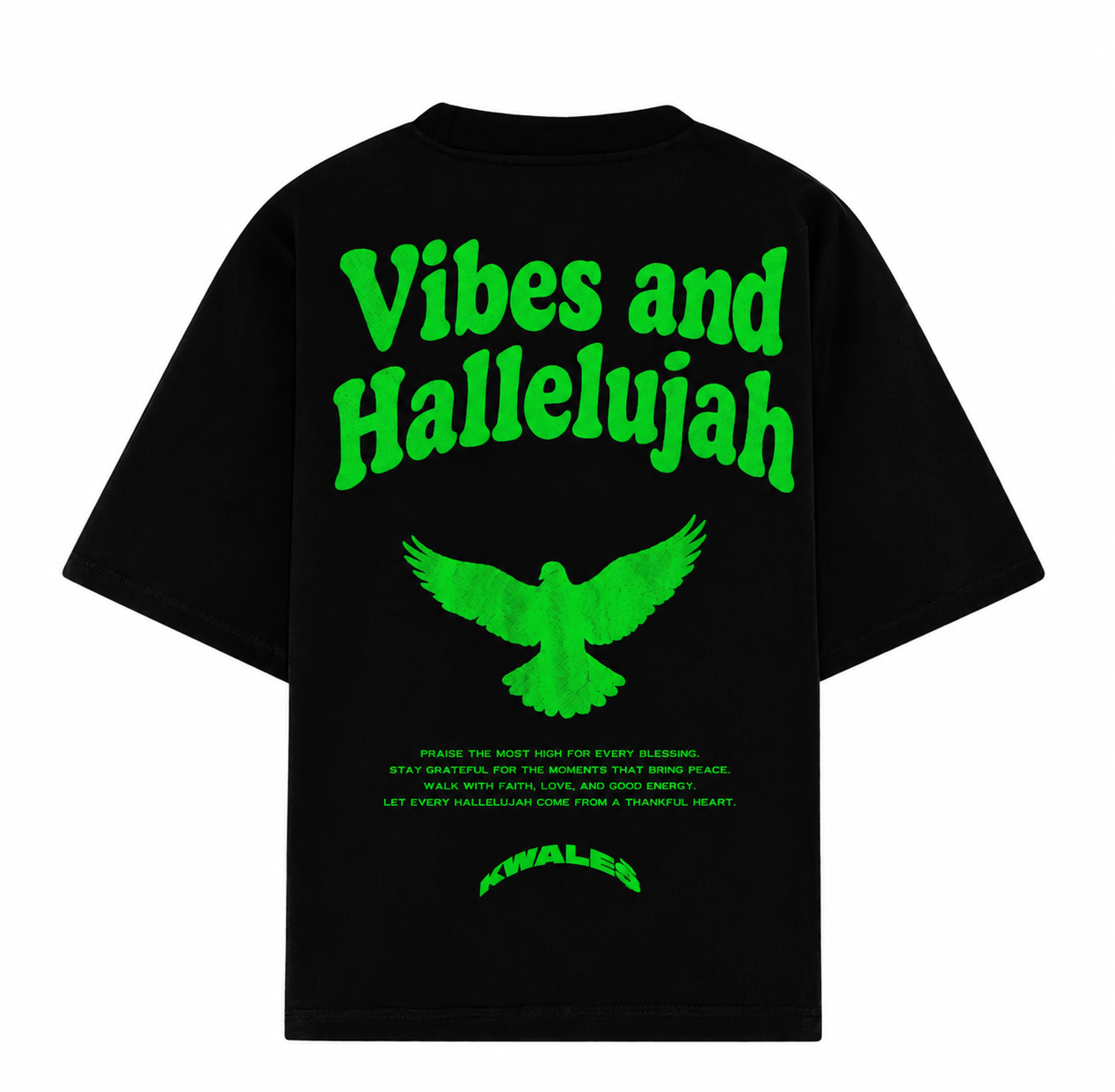 Heavyweight Black and yellow T-Shirt “Vibes And Alleluyah”