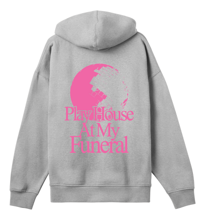 Play house at my funeral - Grey & pink boxy hoodie