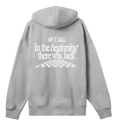 In the beginning there was Jack - Grey & white boxy hoodie