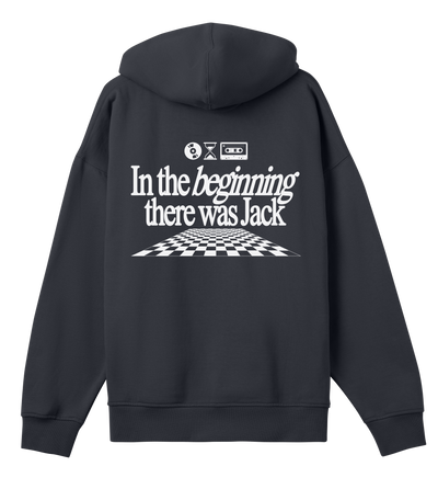 In the beginning there was Jack - Black & white boxy hoodie