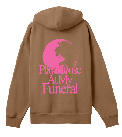 Play house at my funeral - Brown & pink boxy hoodie