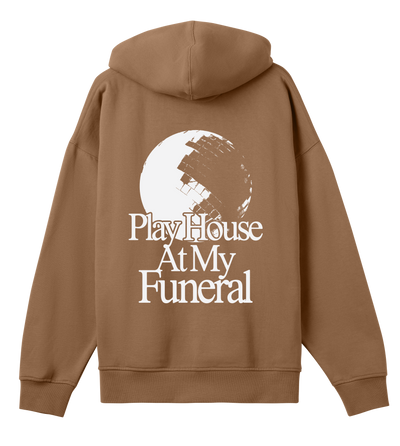 Play house at my funeral - Brown & white boxy hoodie